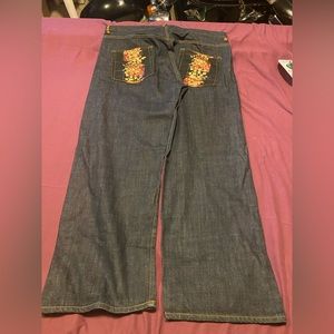 baggy flower embroidered jeans sz 44